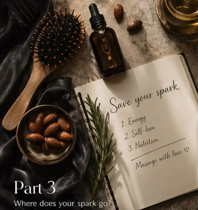 Bedroom dressing table with a hairbrush and natural hair oil for stress and hair thinning self-care routine